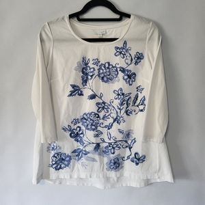 J.jill floral mixed-media tee Size xs.